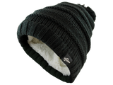 Fear0 Plush Insulated Extreme Cold Gear Black Knit Pom Beanie Hat for Kids